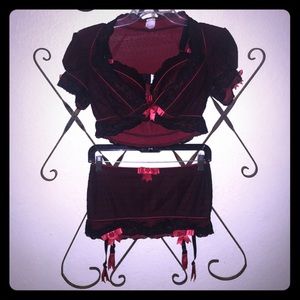 TRASHY LINGERIE” SEXY SKIRT SET❤️🖤